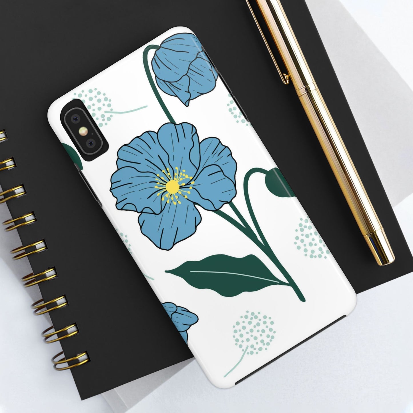 Hand drawn Blue Flower abstract Tough Phone Cases