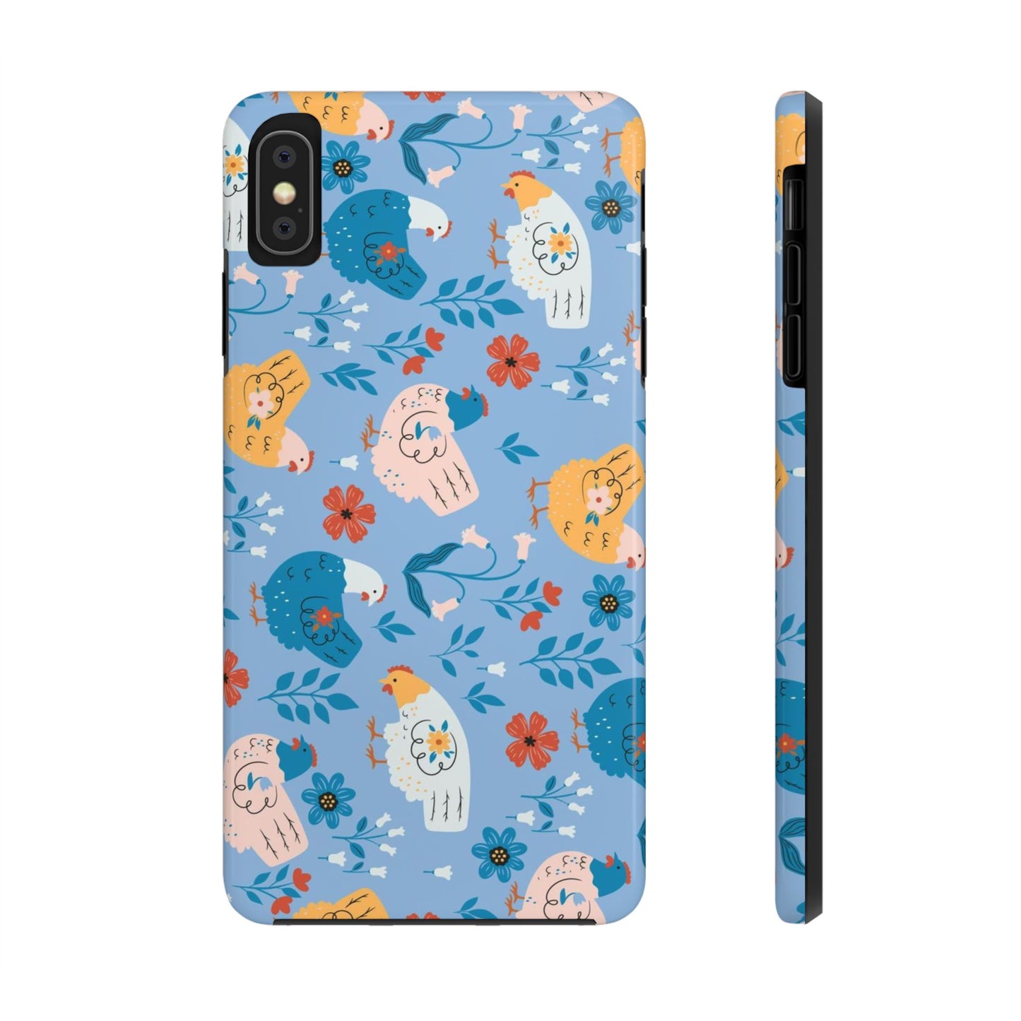 Seamless pattern with cute chickens and flowers Tough Phone Cases iPhone XS MAX