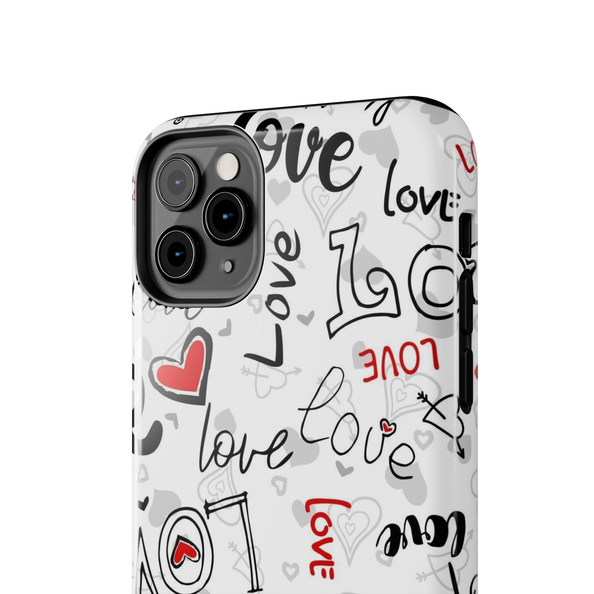 hearts with the words love Tough Phone Cases