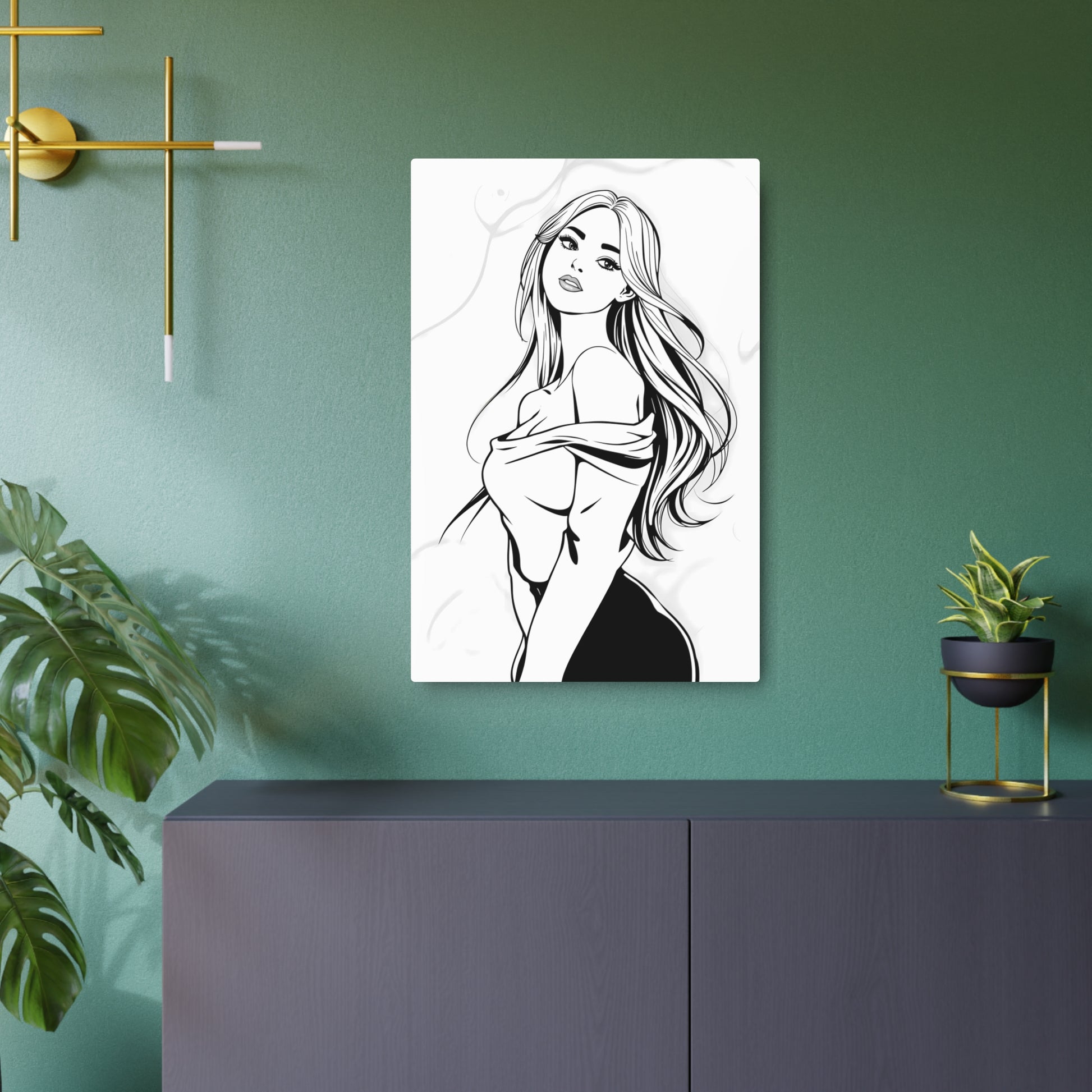 Elegant Line Art Beauty - Metal Sign Print 20″ x 30″ (Vertical) 0.12''