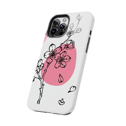 Spring blossom monochrome line art floral Tough Phone Cases