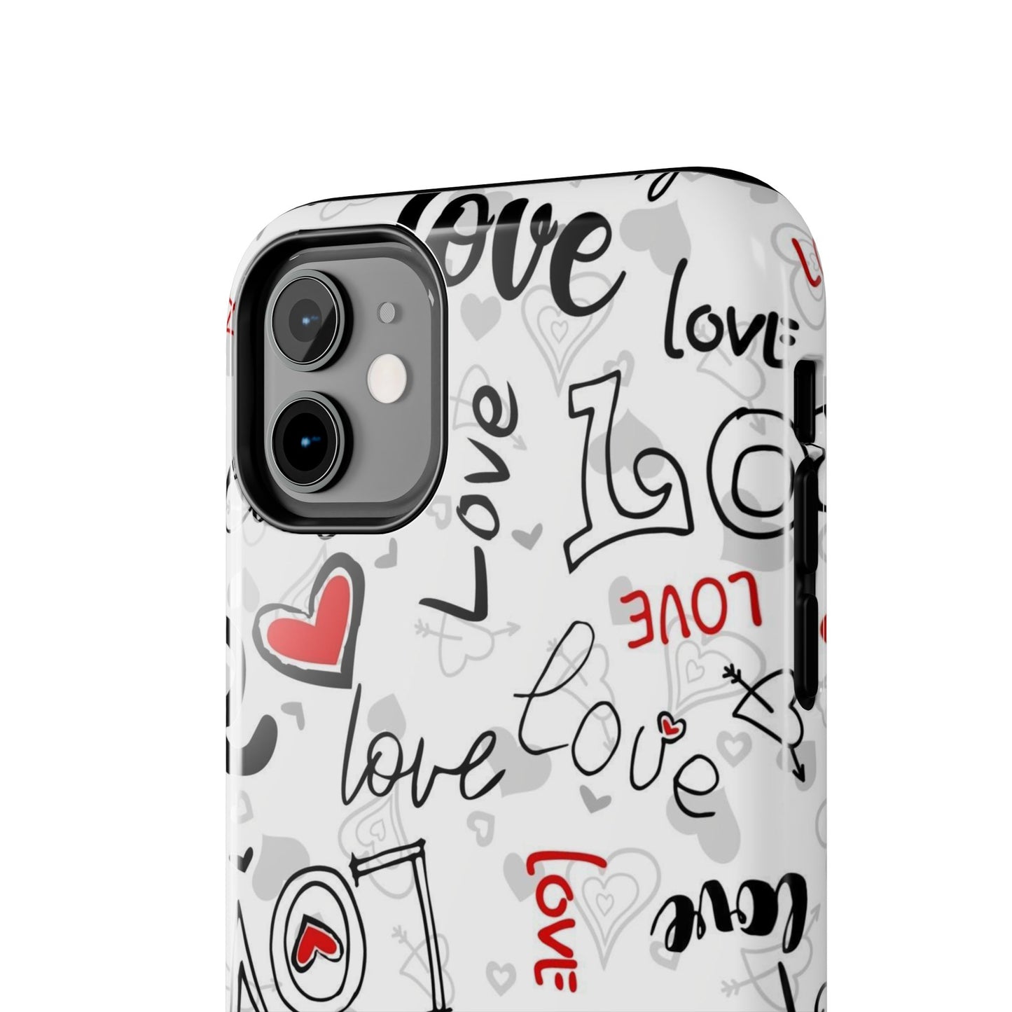 hearts with the words love Tough Phone Cases