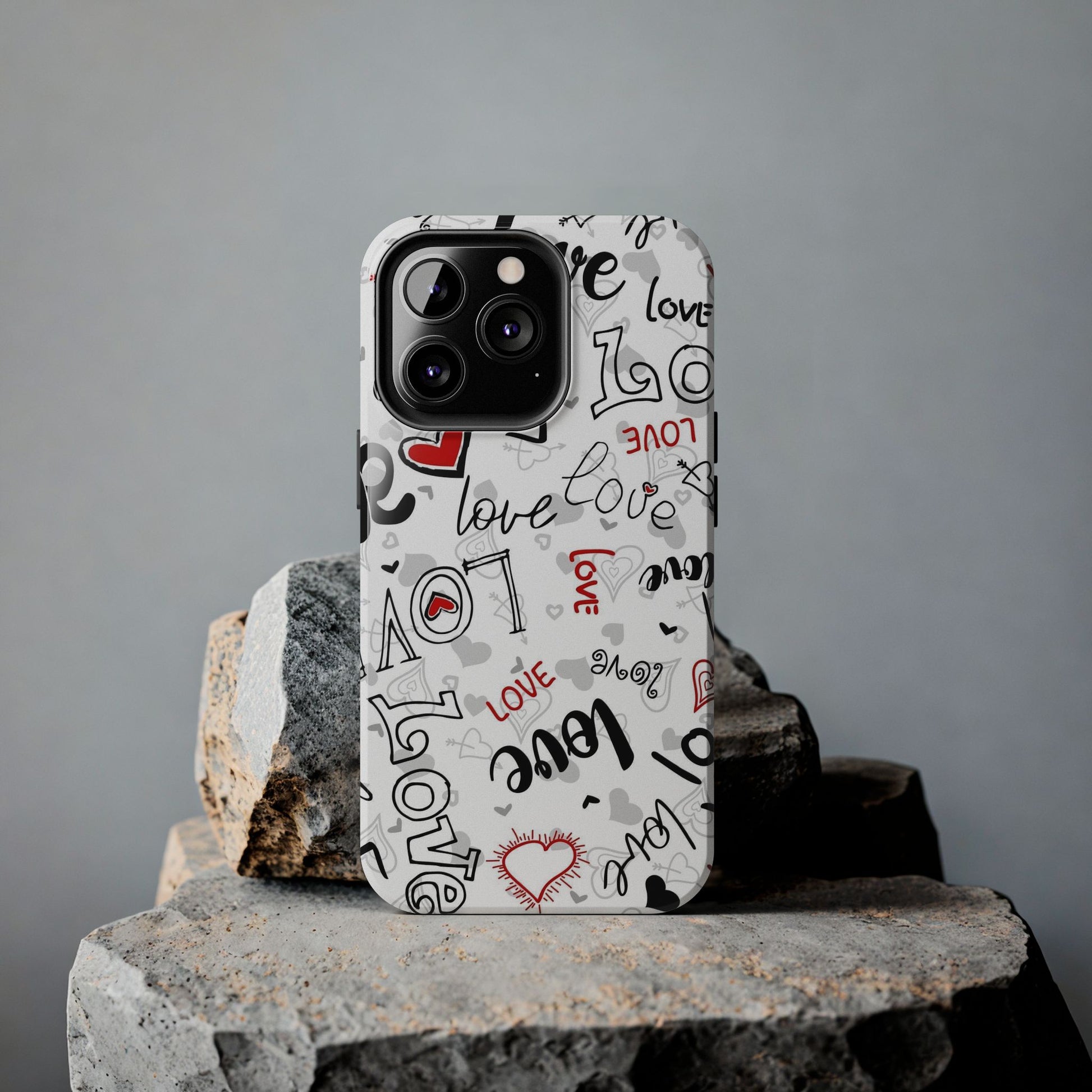 hearts with the words love Tough Phone Cases