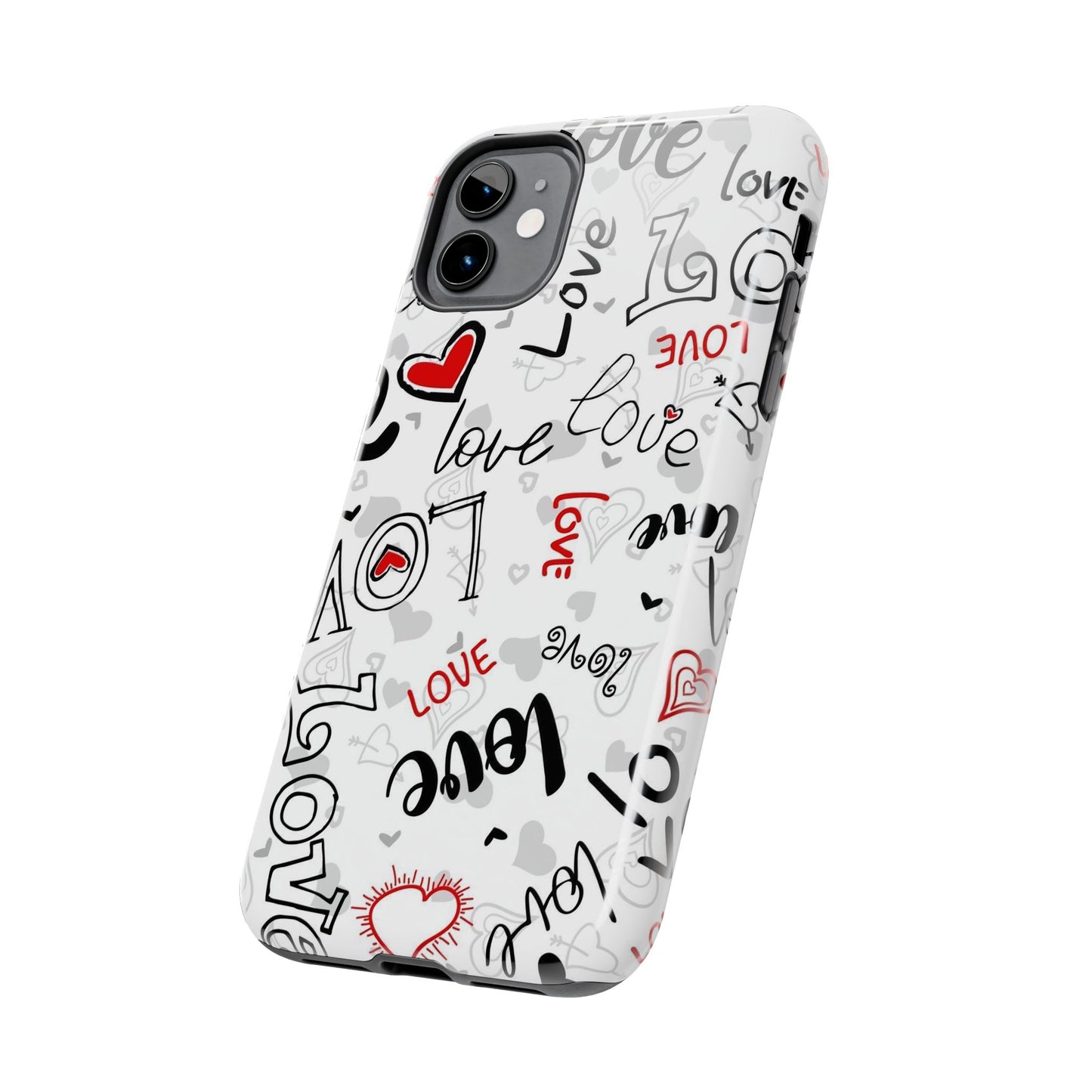 hearts with the words love Tough Phone Cases