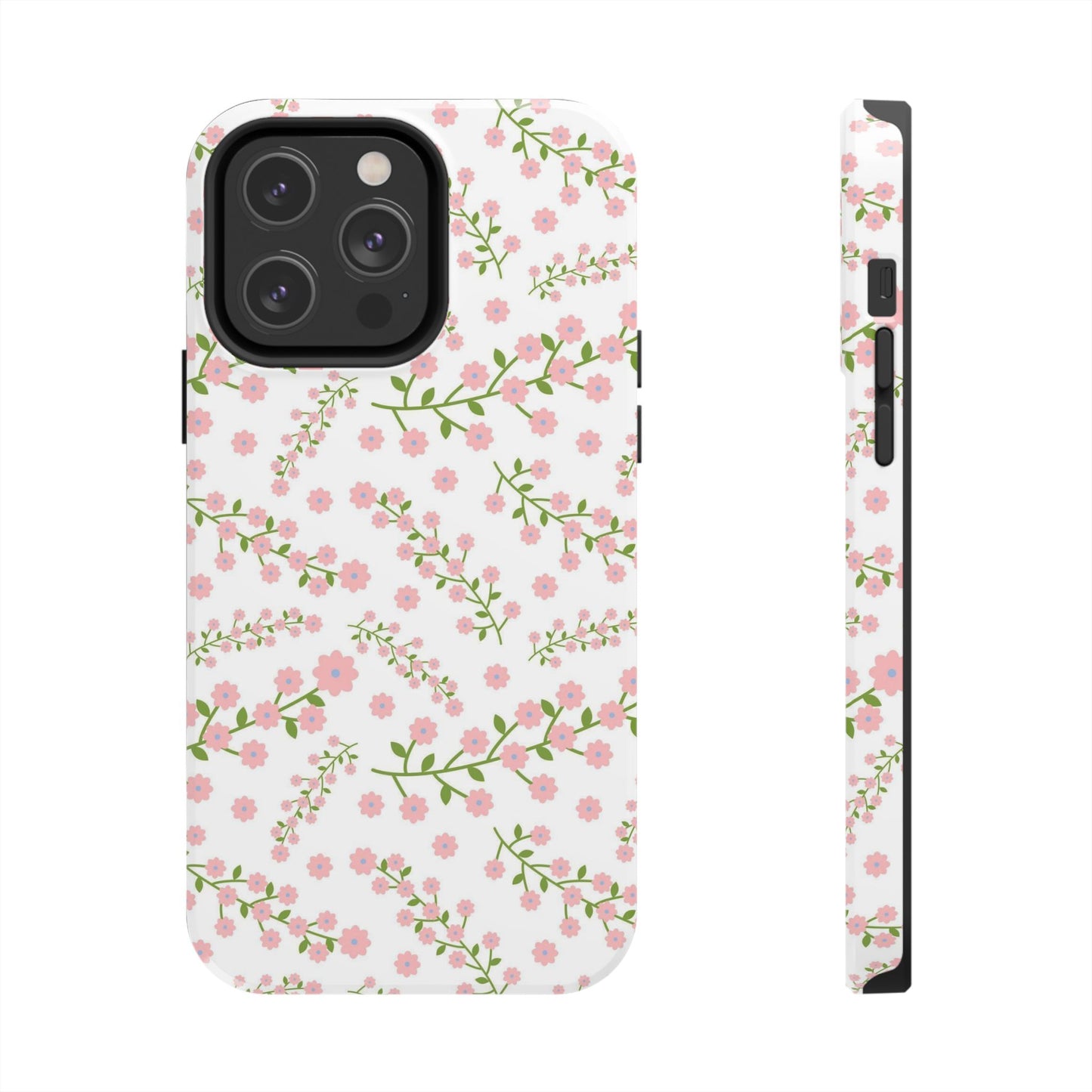 Seamless pattern green branches with blooming Tough Phone Cases iPhone 14 Pro Max