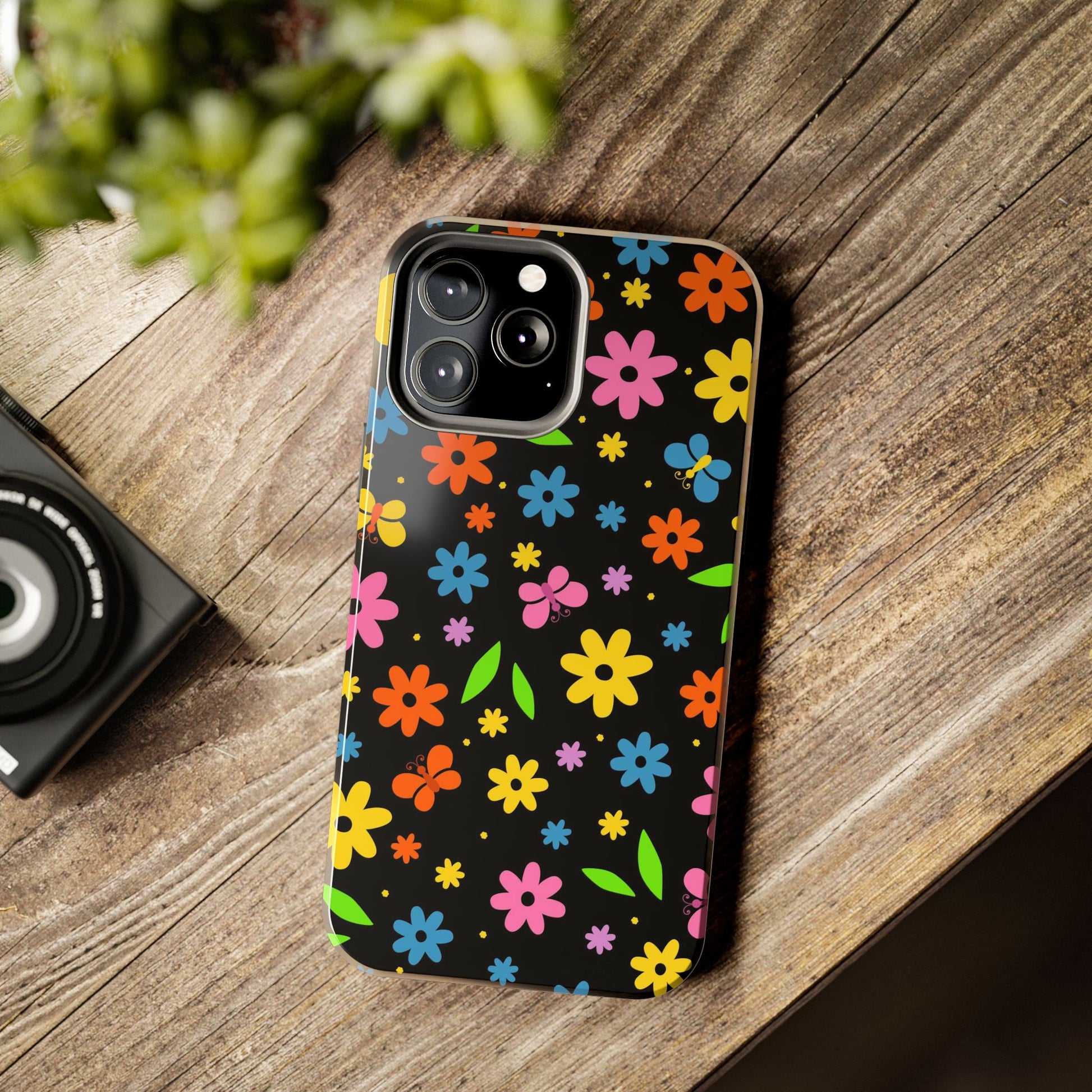 Cute pattern with simple flowers and butterflies. Tough Phone Cases