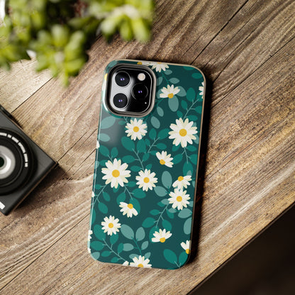 cute white daisy flower flat style seamless pattern Tough Phone Cases