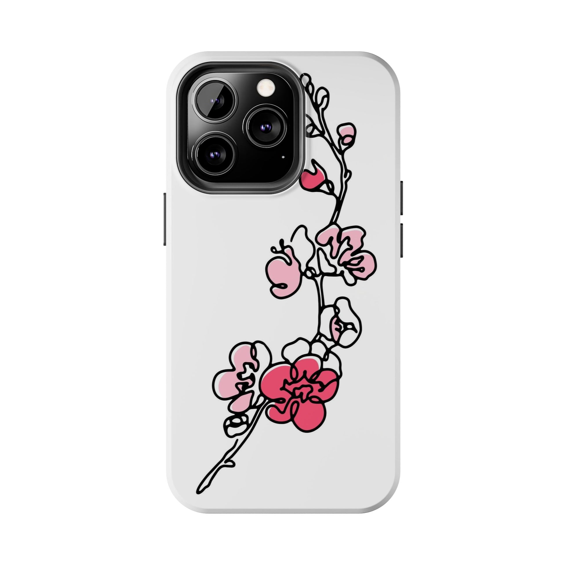 Cherry blossom single line art with abstract pink Tough Phone Cases