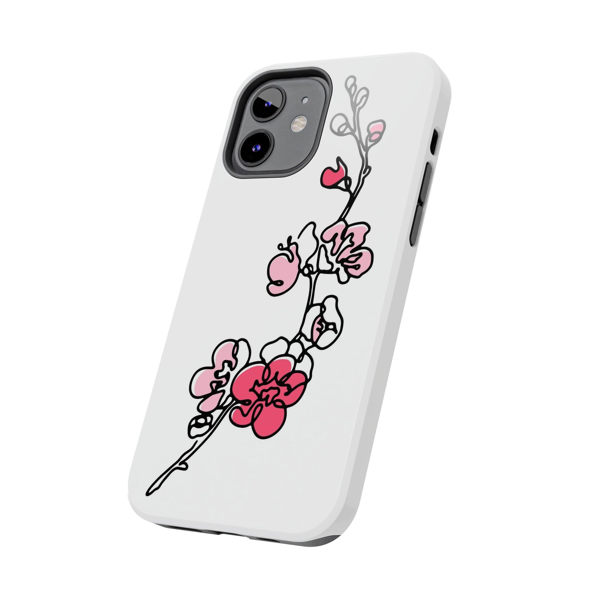 Cherry blossom single line art with abstract pink Tough Phone Cases