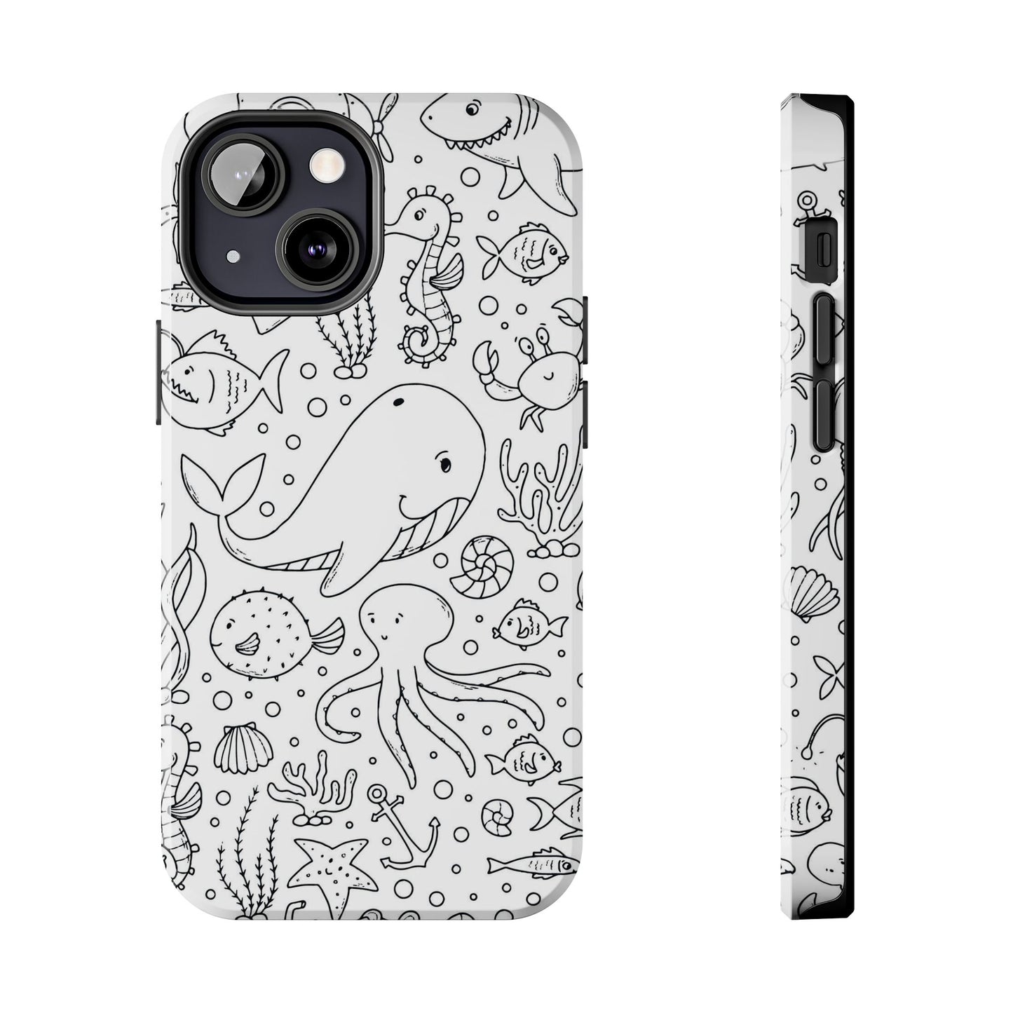 monochrome seamless pattern Tough Phone Cases iPhone 13 Mini