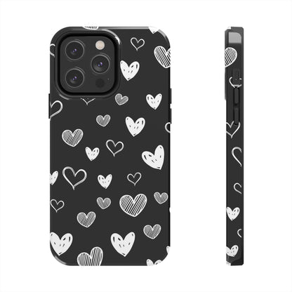 Heart doodles seamless pattern Tough Phone Cases iPhone 14 Pro Max