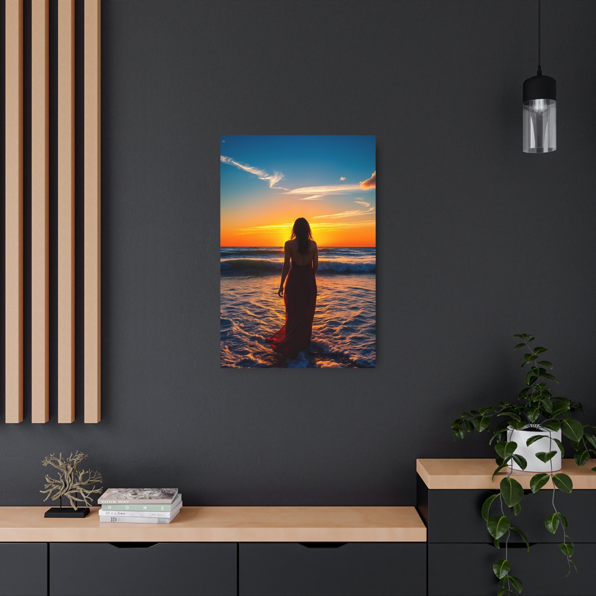 Stunning Sunset Beach Photography: Reflecting Beauty and Serenity Metal Art Sign