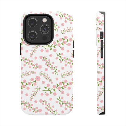 Seamless pattern green branches with blooming Tough Phone Cases iPhone 14 Pro