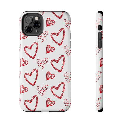 Cute hand drawn Valentine's hearts seamless pattern. Tough Phone Cases iPhone 11 Pro Max