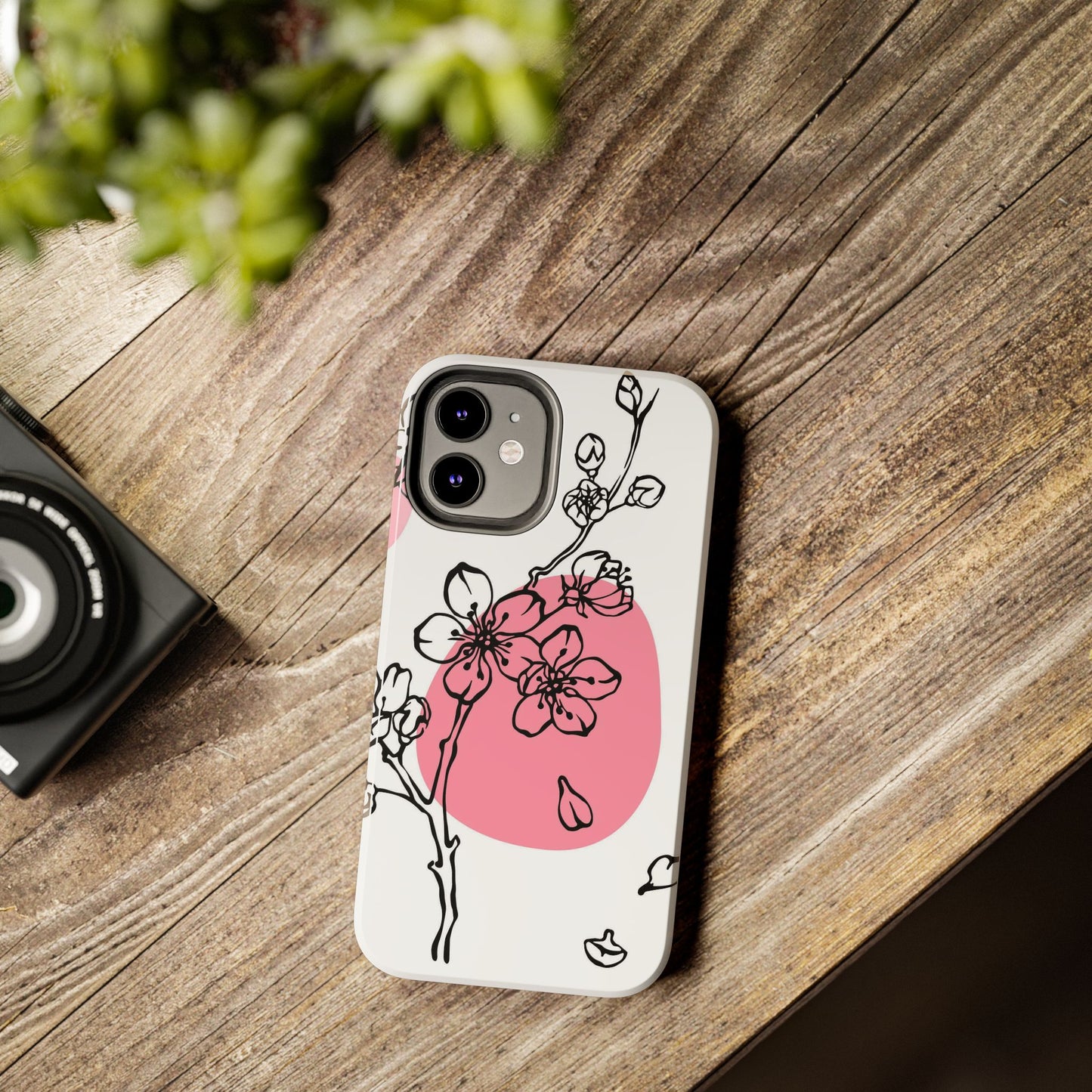 Spring blossom monochrome line art floral Tough Phone Cases