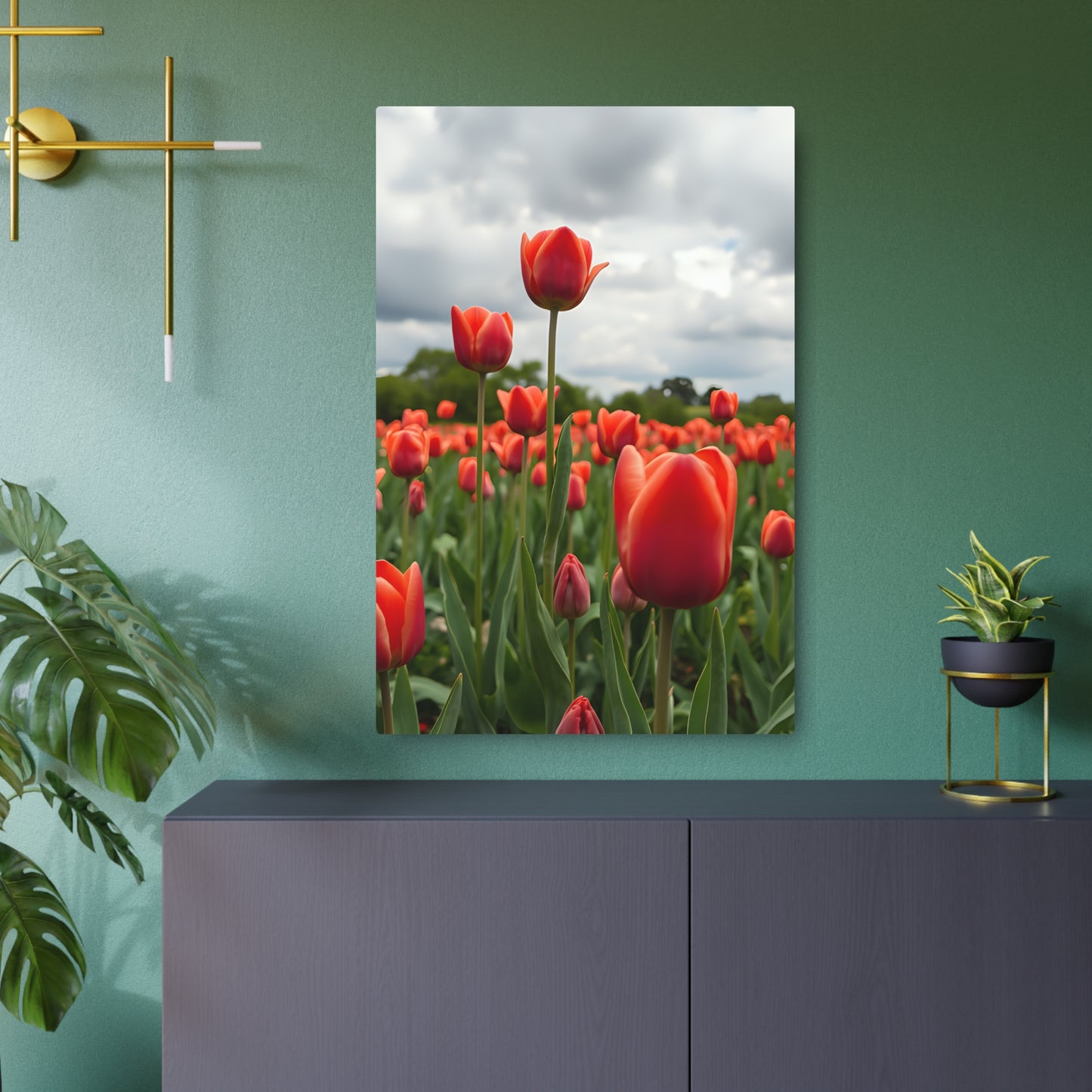 Red tulips Metal Art Sign 24" x 36" (Vertical) 0.12''