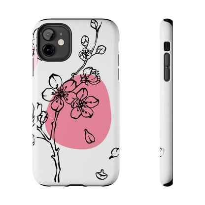 Spring blossom monochrome line art floral Tough Phone Cases iPhone 11