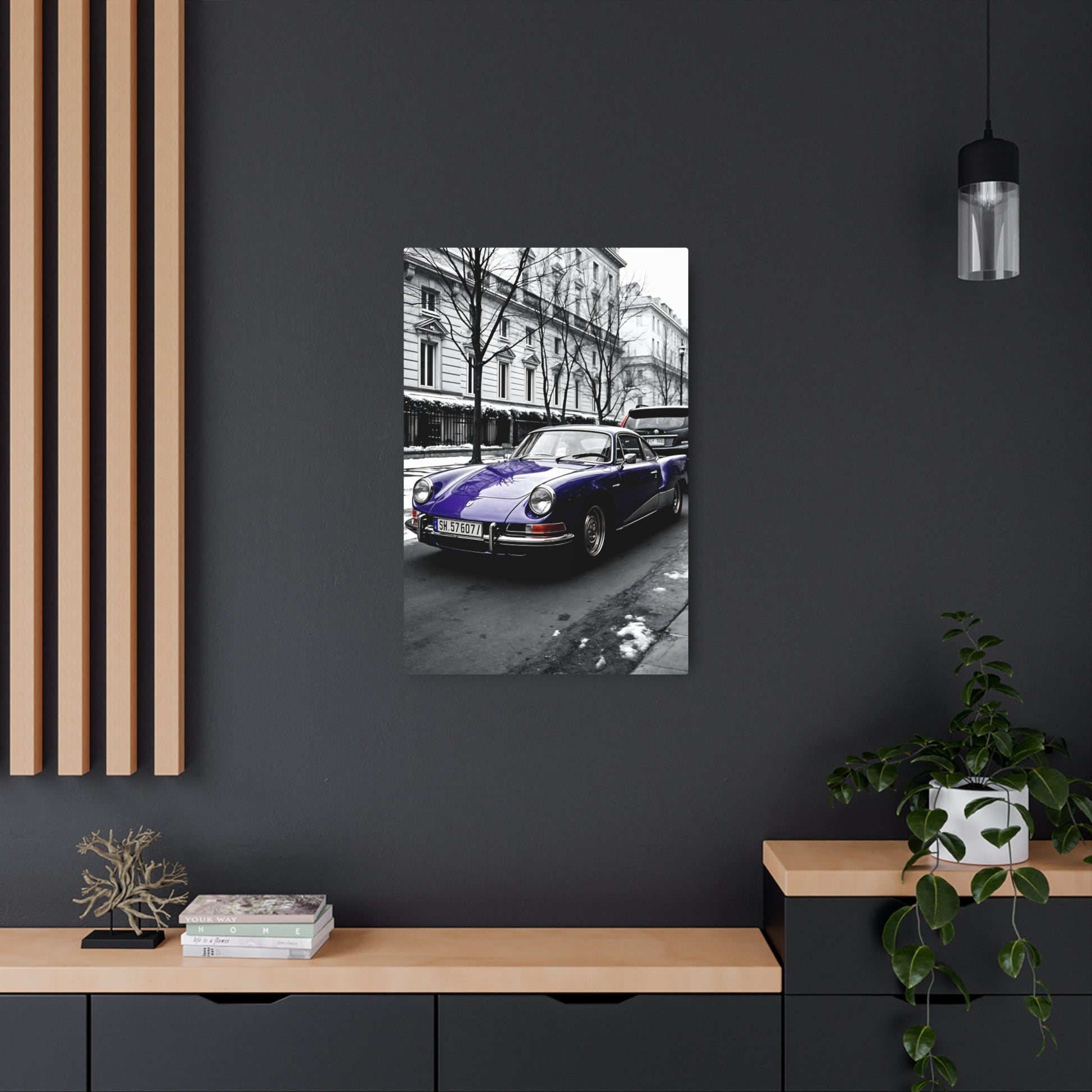 Vintage Purple Car Metal Sign | Retro Automotive Wall Art