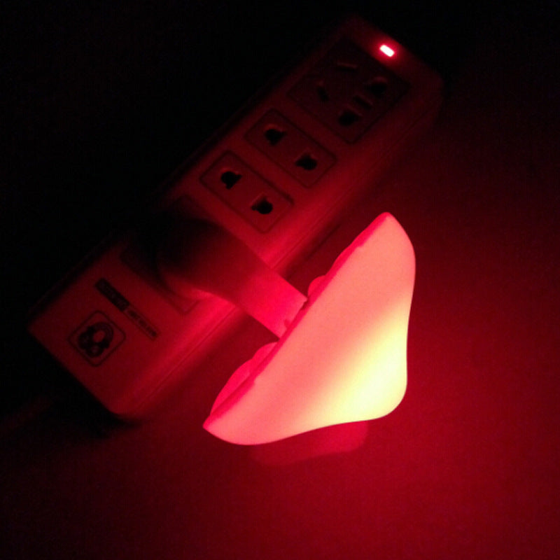 LED Night Light Mushroom Wall Socket Lamp EU US Plug Warm White Light-control Sensor Bedroom Light Home Decoration Mushroom US Red