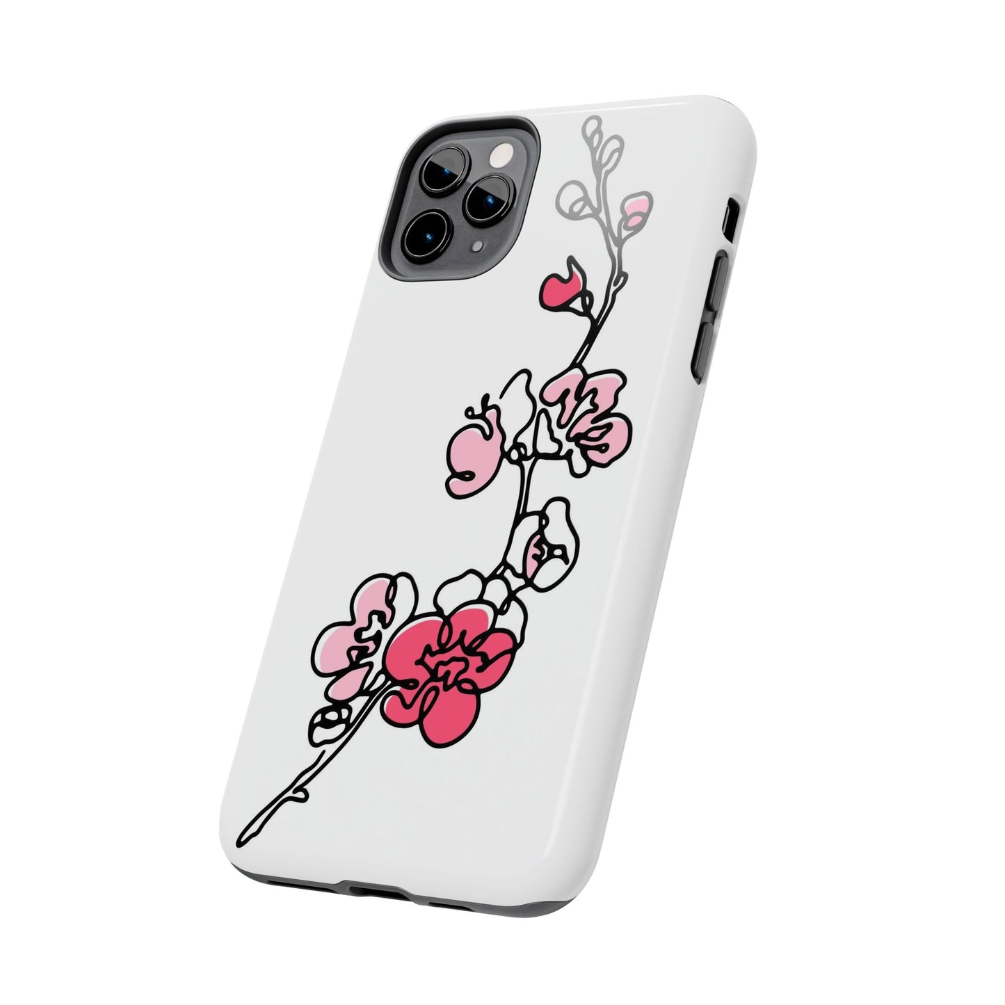 Cherry blossom single line art with abstract pink Tough Phone Cases