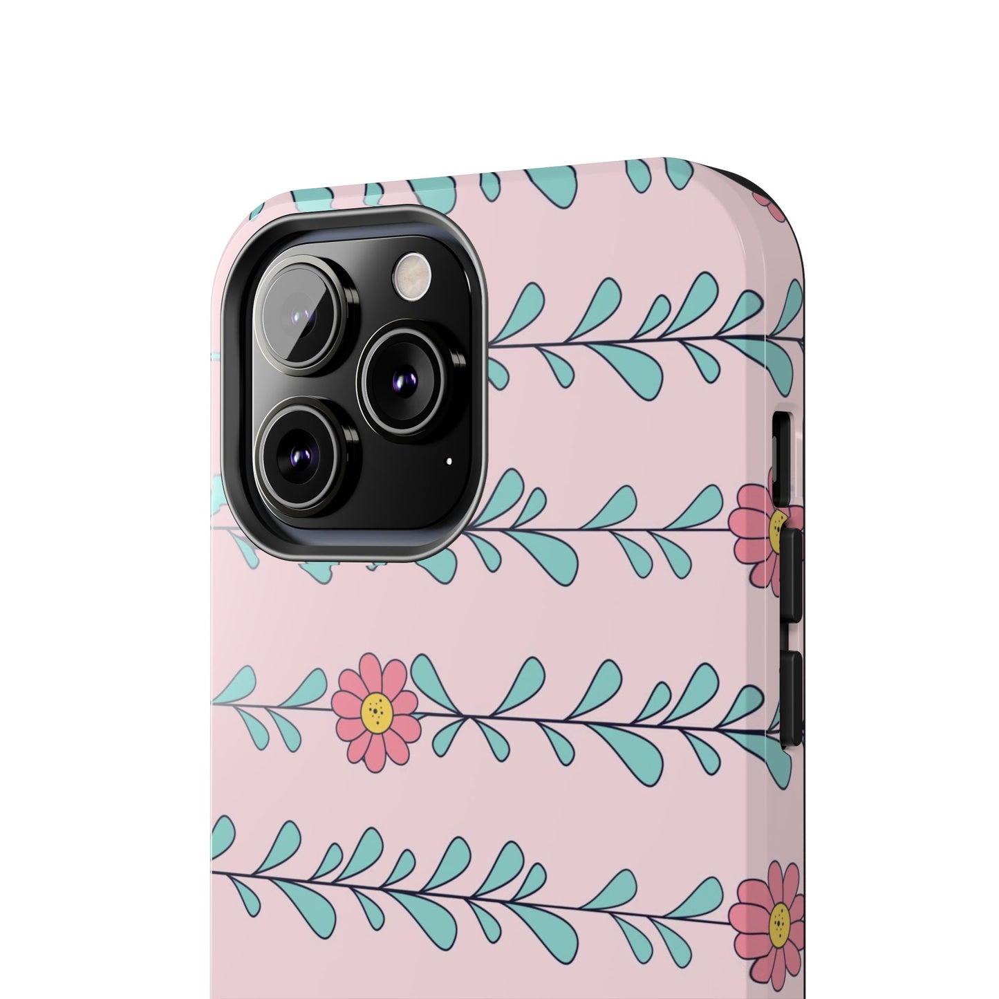 Seamless pattern pink flowers leaves Tough Phone Cases