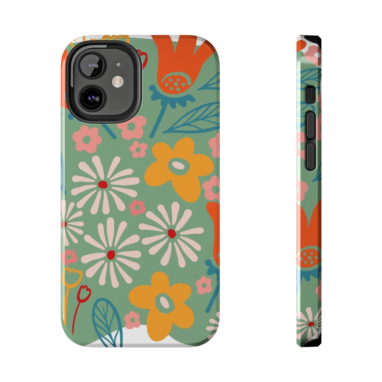 flowers in trendy retro Tough Phone Cases iPhone 12 Mini