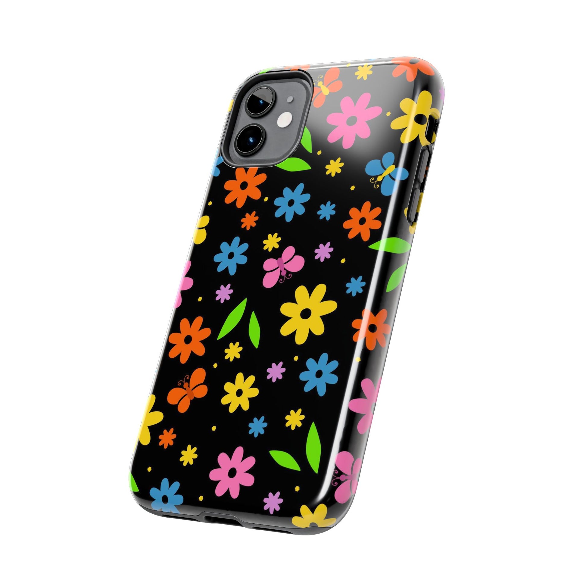 Cute pattern with simple flowers and butterflies. Tough Phone Cases