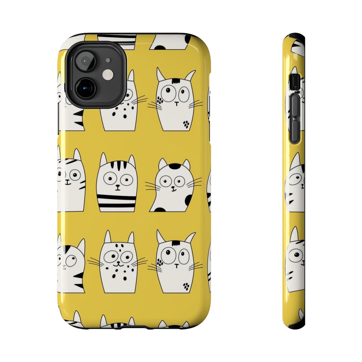 Doodle Seamless Pattern with Cute Cats Tough Phone Cases iPhone 11