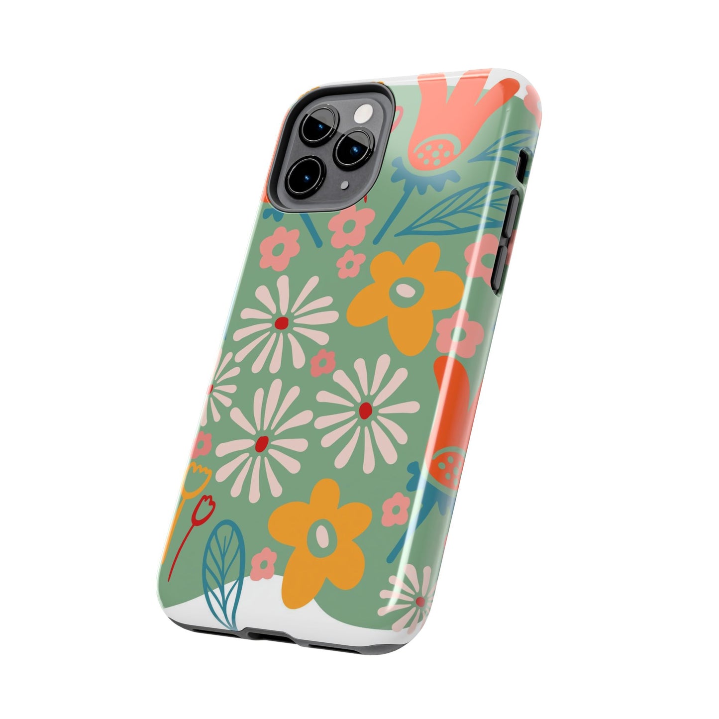 flowers in trendy retro Tough Phone Cases