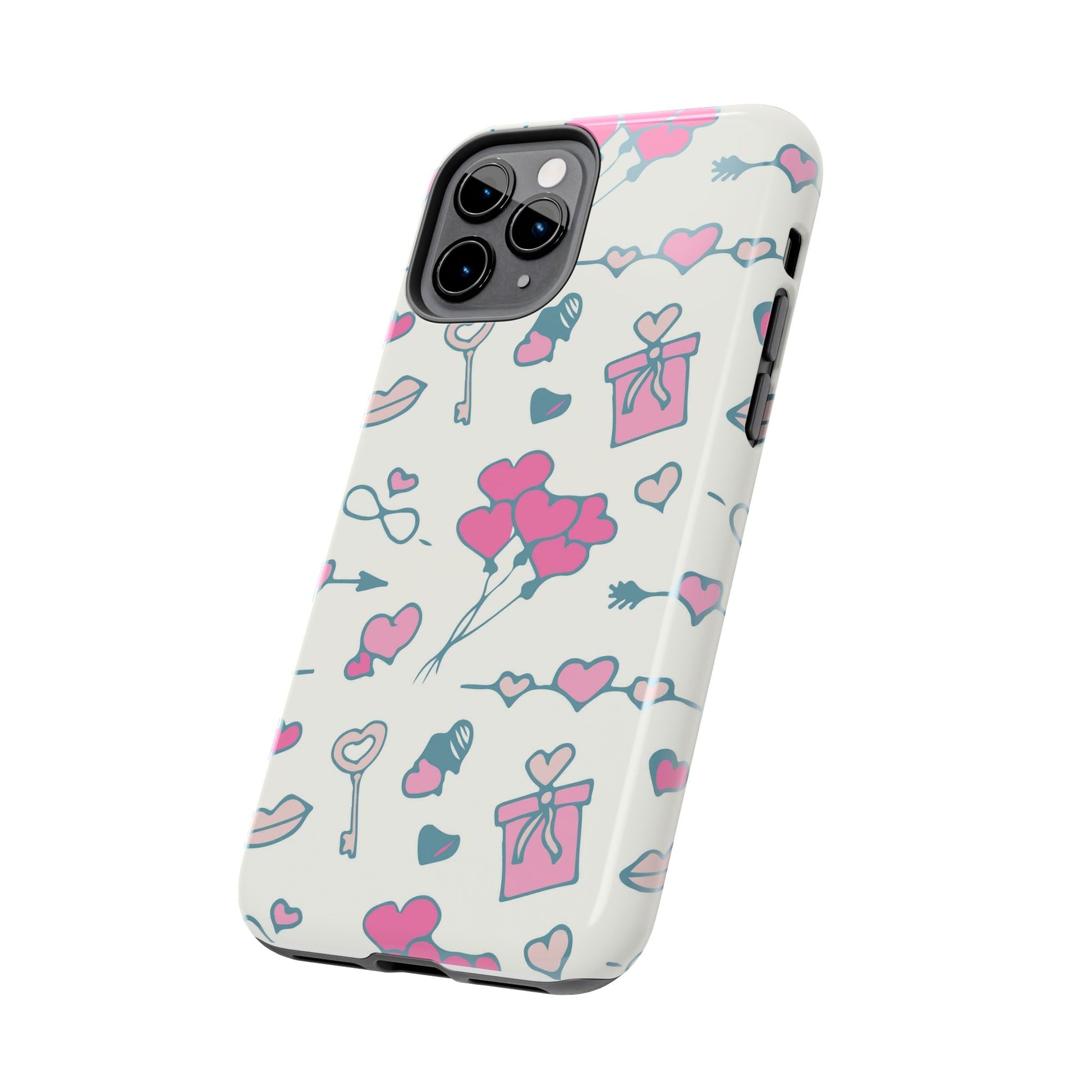 Pink seamless pattern with cute love doodles Tough Phone Cases