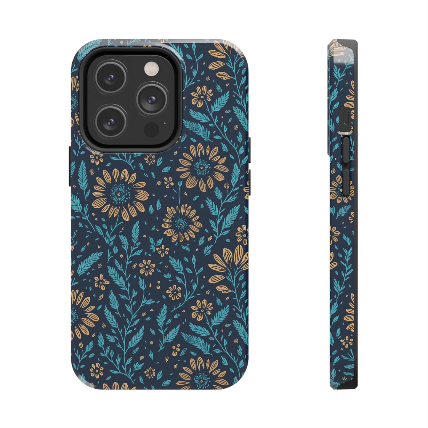 Flower Pattern Design Tough Phone Cases iPhone 14 Pro