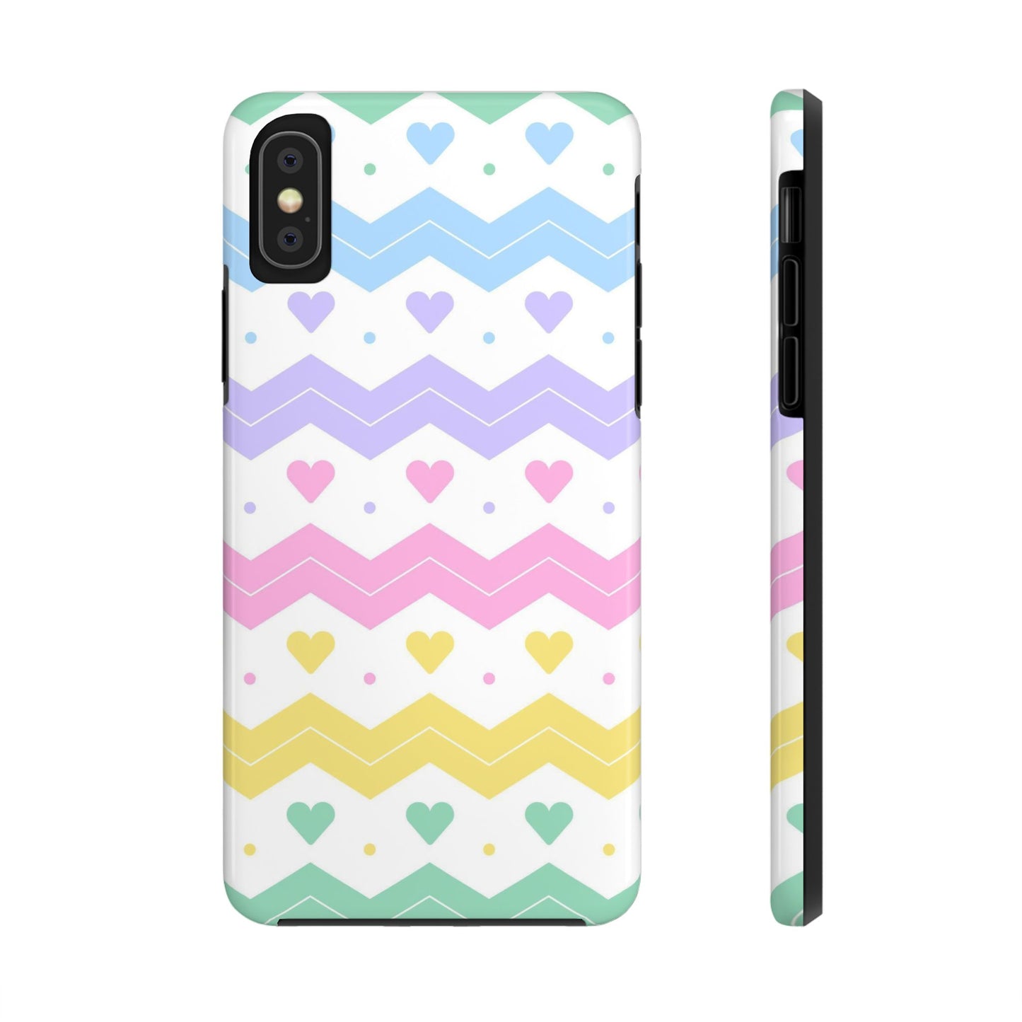 Rainbow Pastel Heart Horizontal Zig Zag Tough Phone Cases iPhone X