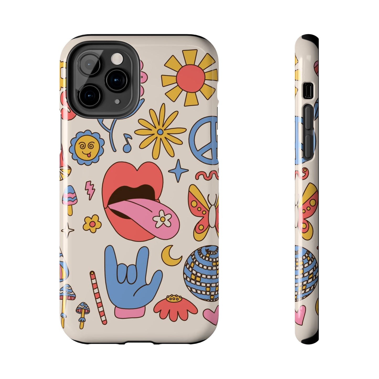 Big set of Retro 70s groovy elements Tough Phone Cases iPhone 11 Pro