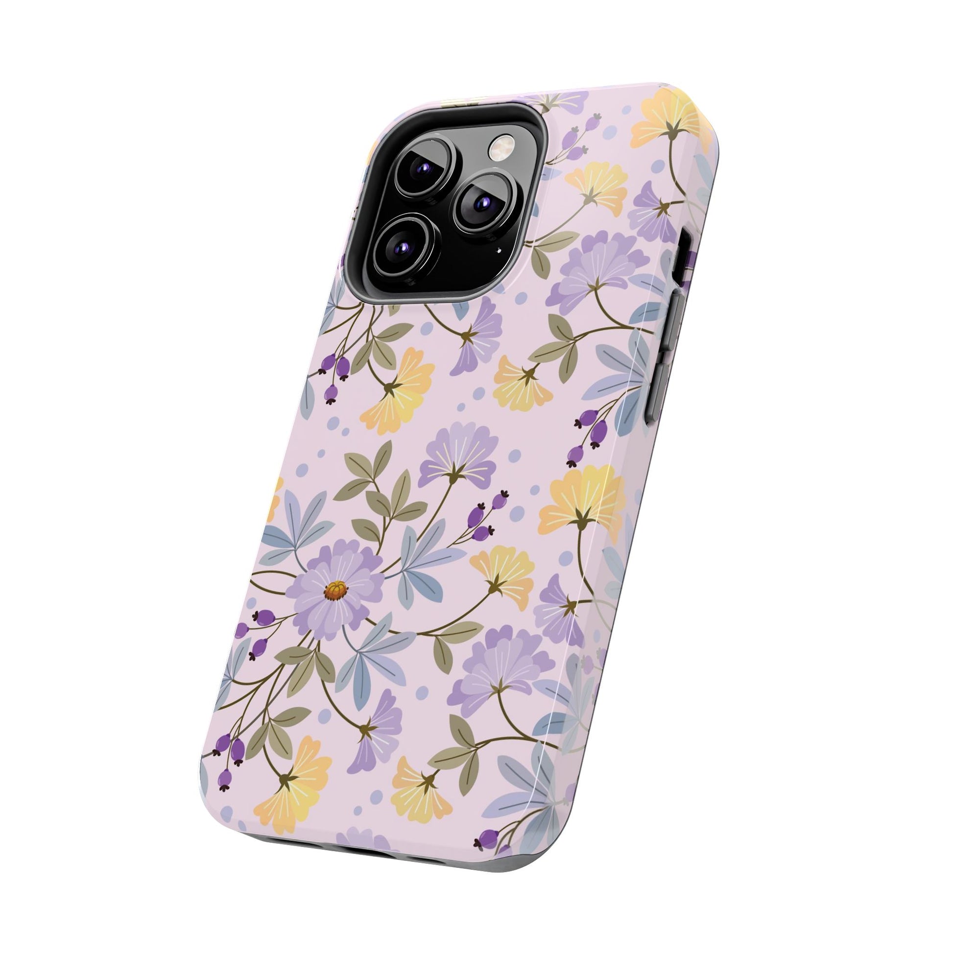 Blooming yellow and purple flowers Tough Phone Cases