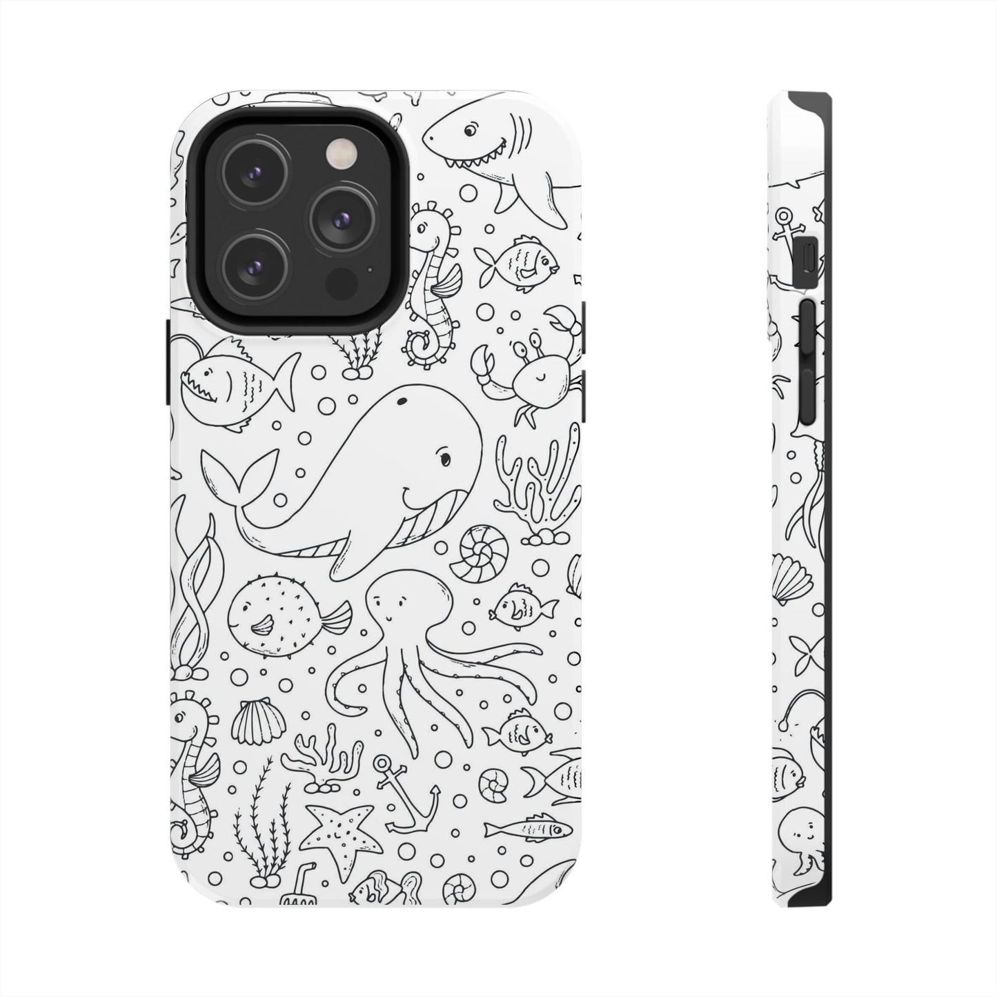 monochrome seamless pattern Tough Phone Cases iPhone 14 Pro Max