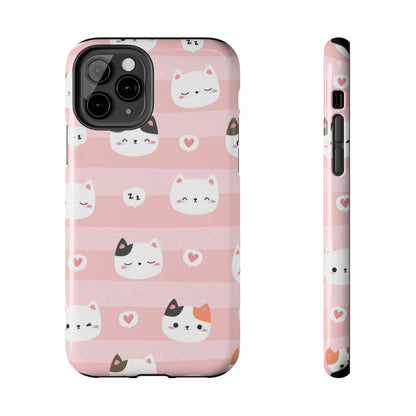 Seamless pattern with cute cats head cartoon Tough Phone Cases iPhone 11 Pro