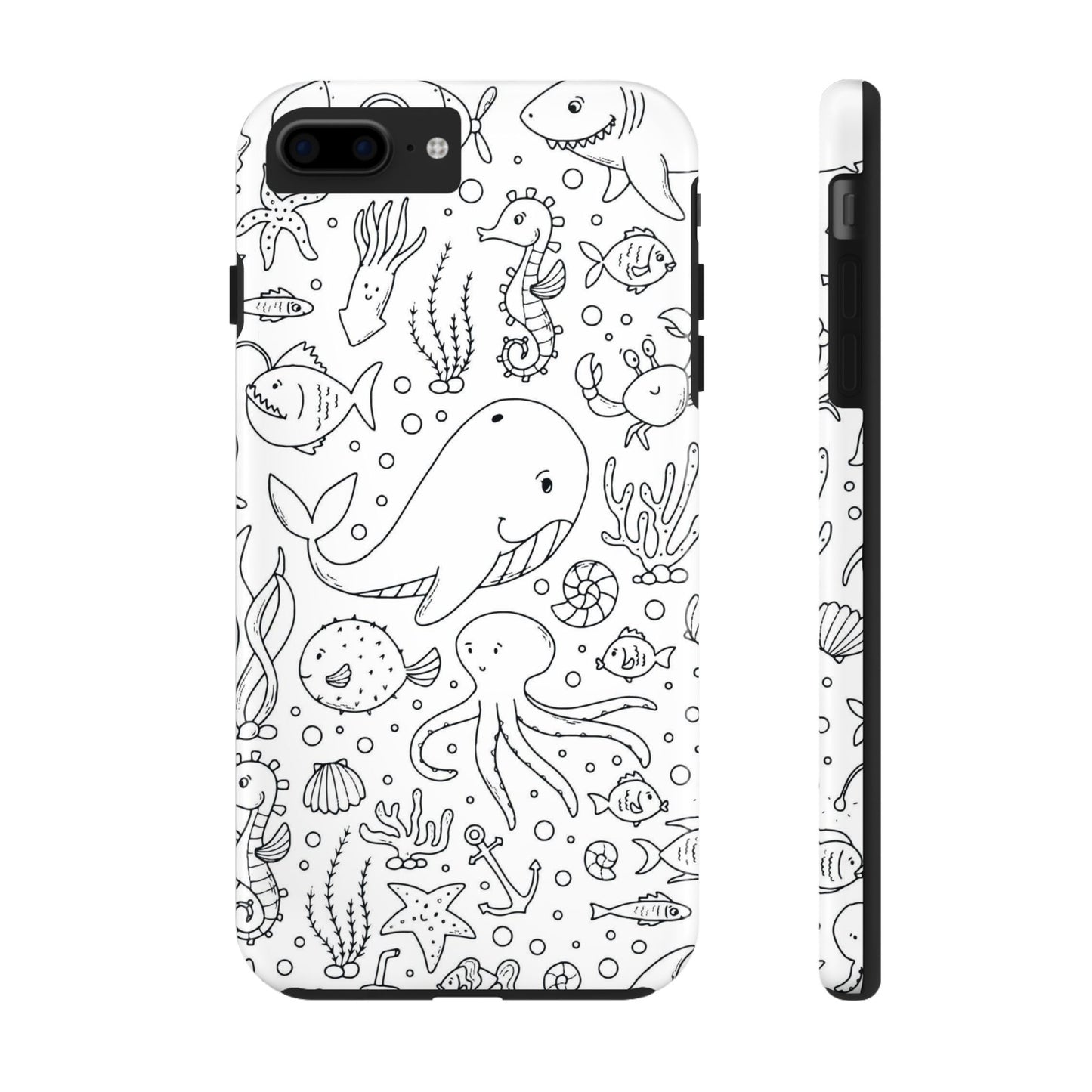 monochrome seamless pattern Tough Phone Cases iPhone 7 Plus, iPhone 8 Plus