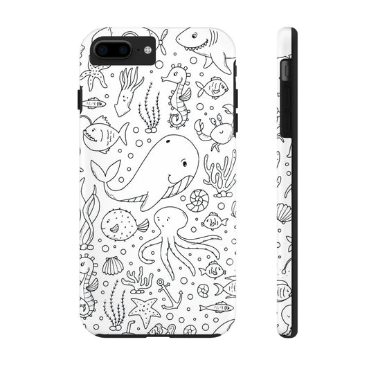 monochrome seamless pattern Tough Phone Cases iPhone 7 Plus, iPhone 8 Plus