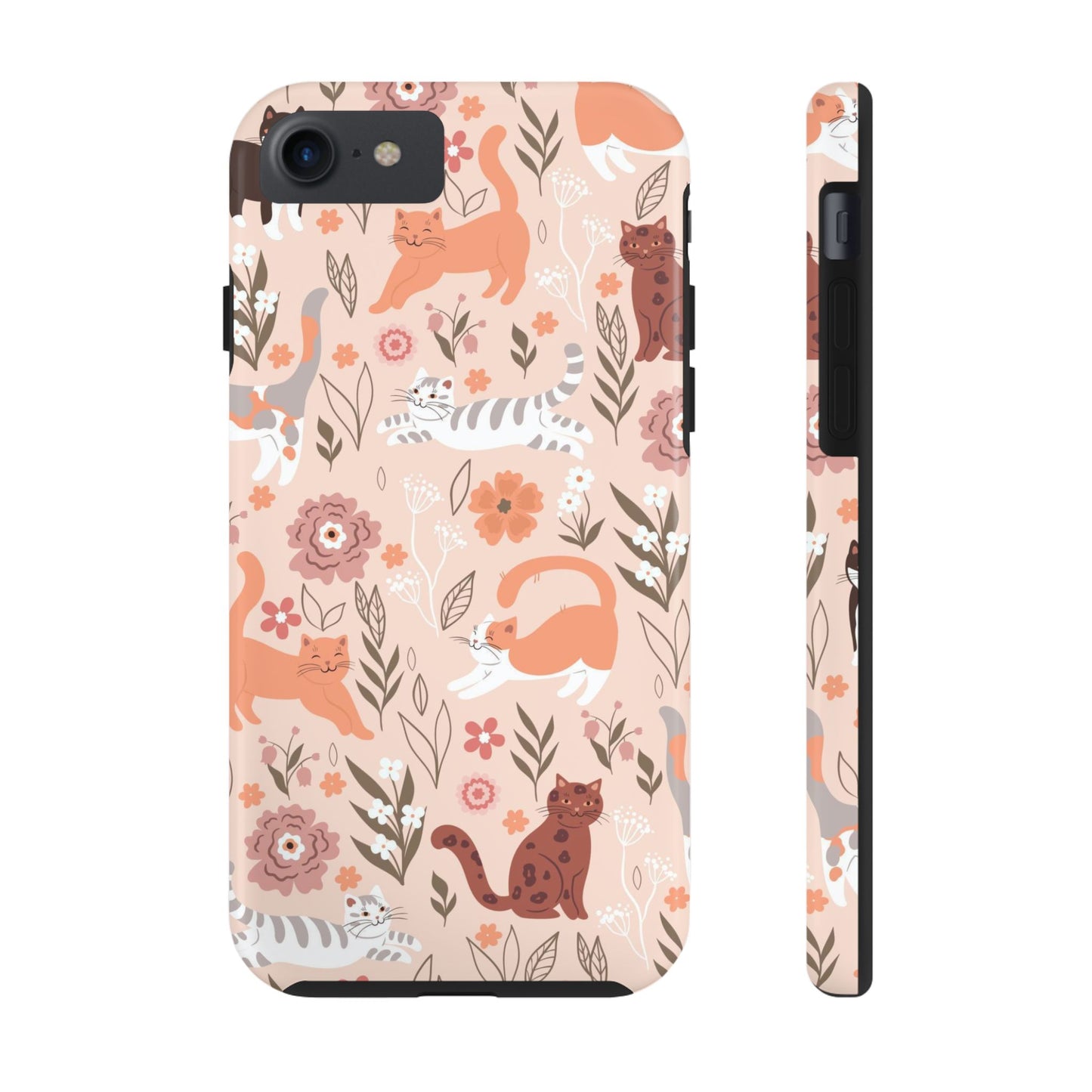 Seamless pattern with cute cats and flowers Tough Phone Cases iPhone 7, iPhone 8, iPhone SE