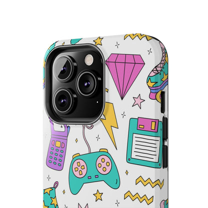 Bright seamless pattern with items from the nineties Tough Phone Cases