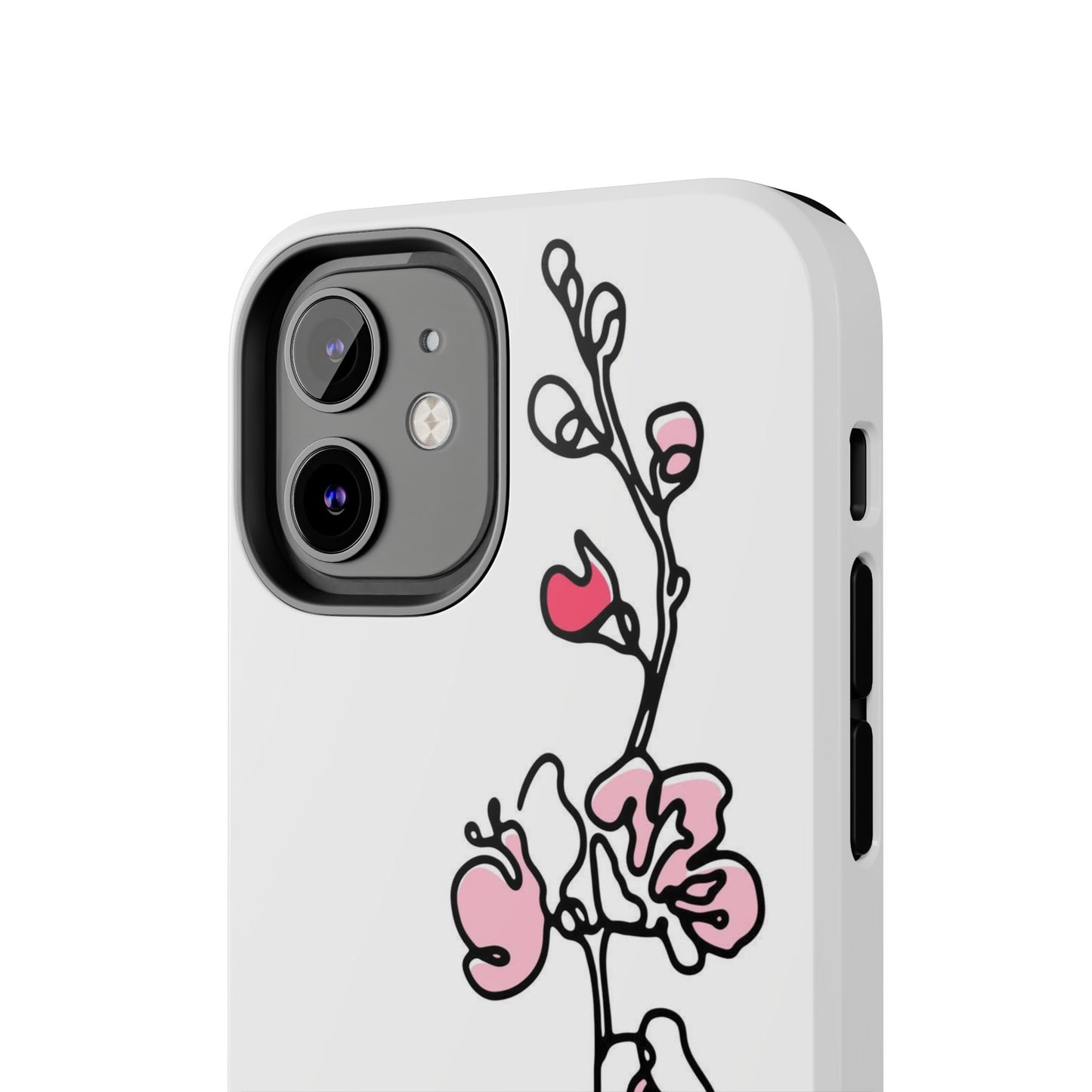 Cherry blossom single line art with abstract pink Tough Phone Cases