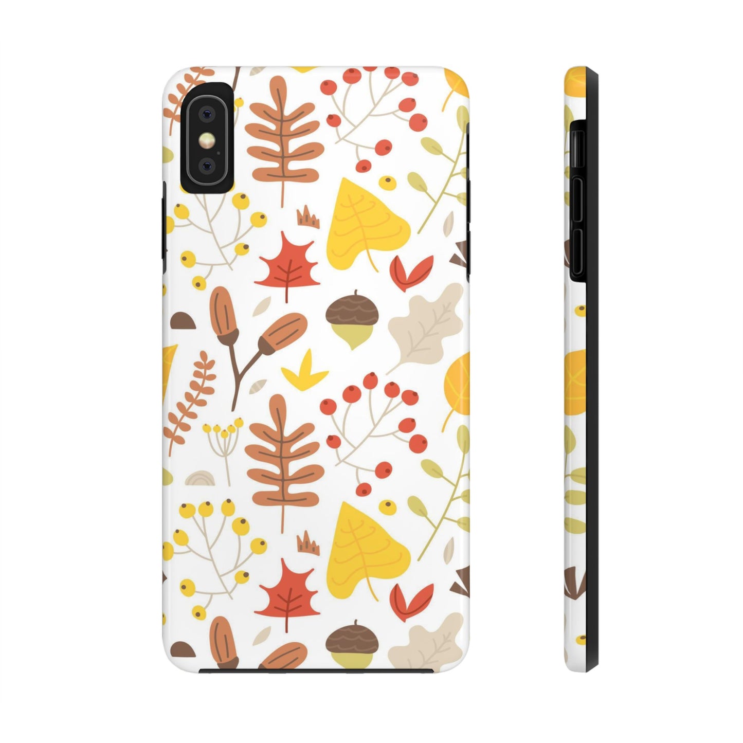 Autumn seamless pattern of leaves, twigs, acorns Tough Phone Cases iPhone XS MAX