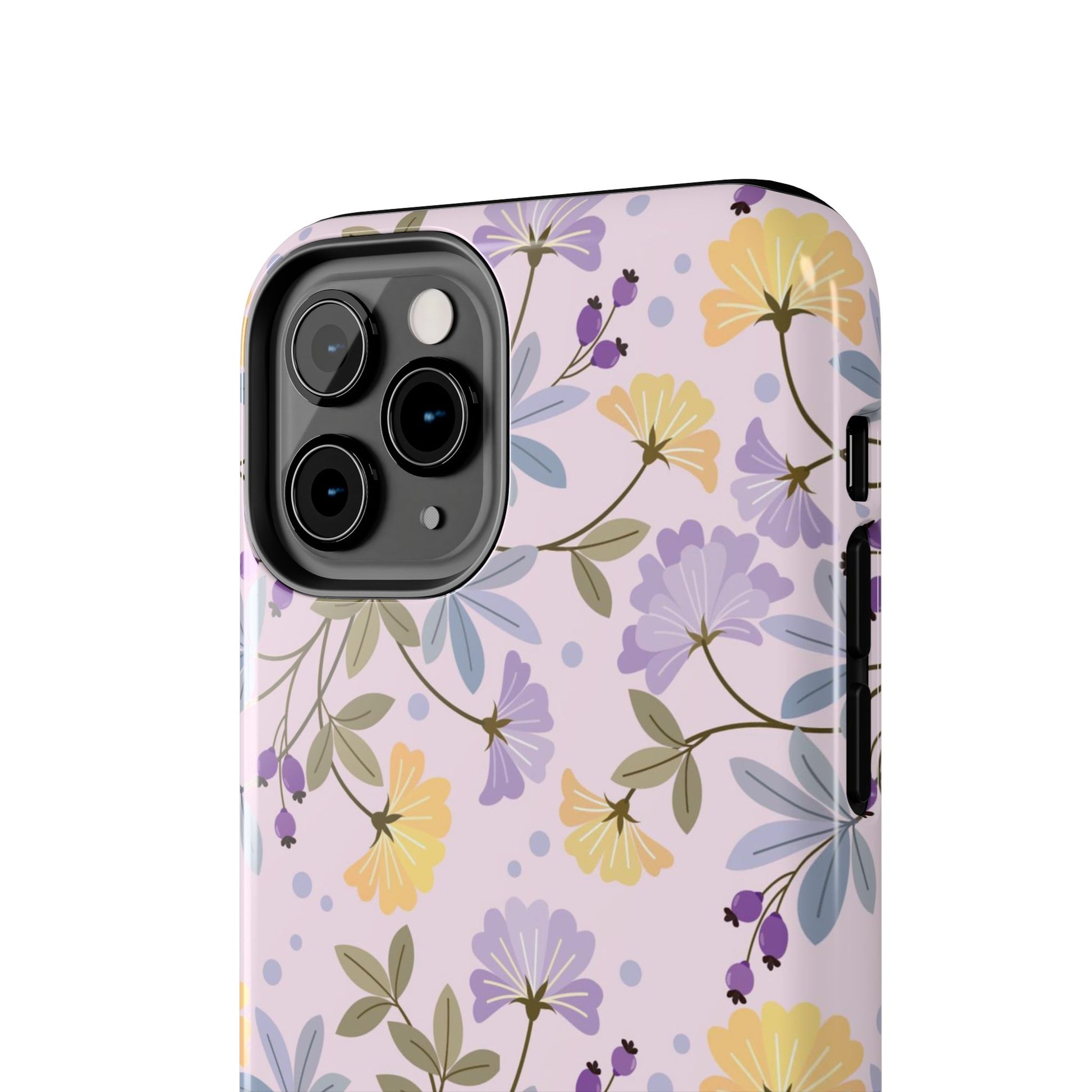 Blooming yellow and purple flowers Tough Phone Cases