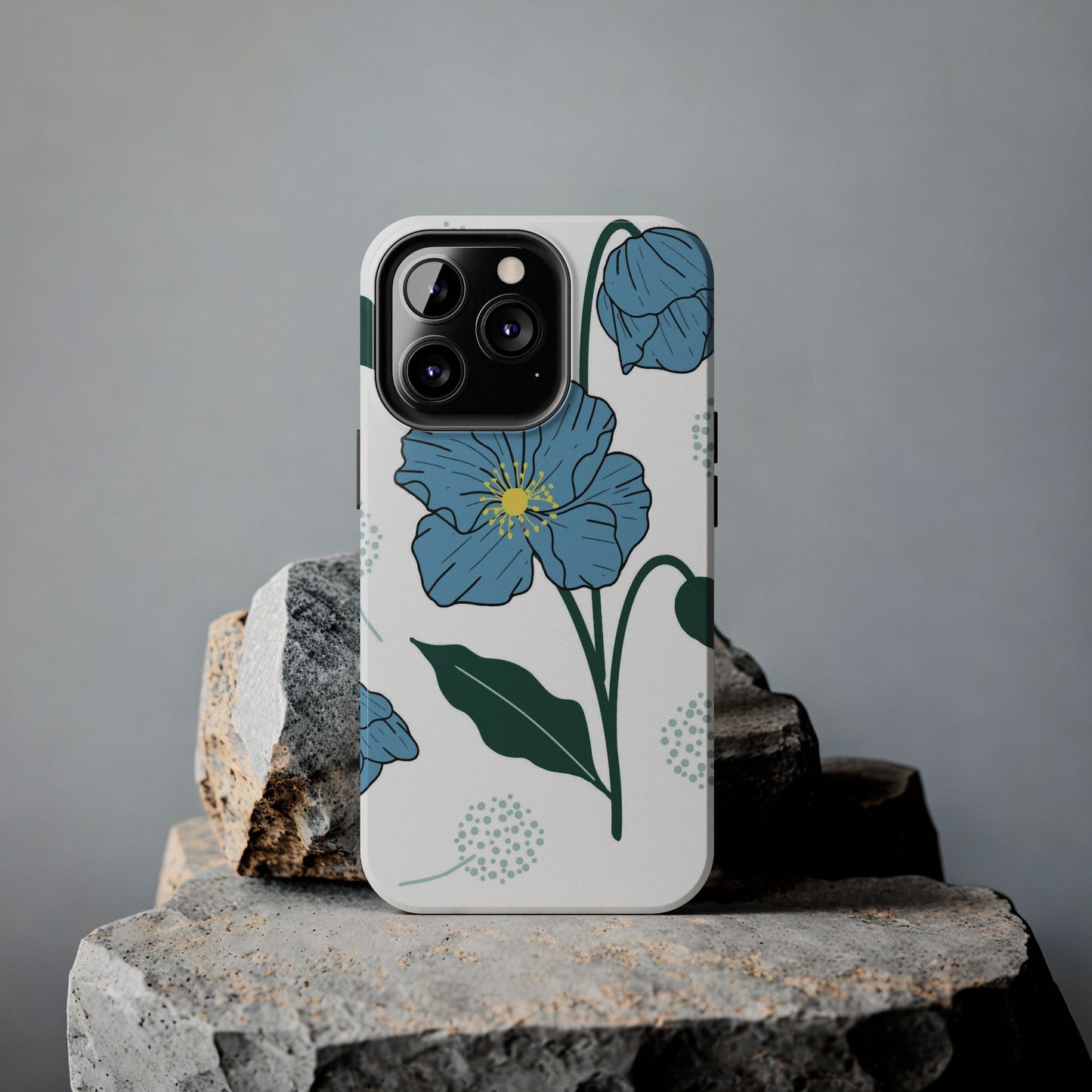 Hand drawn Blue Flower abstract Tough Phone Cases