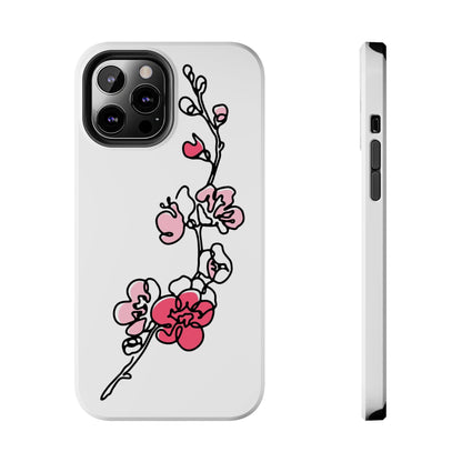 Cherry blossom single line art with abstract pink Tough Phone Cases iPhone 12 Pro Max