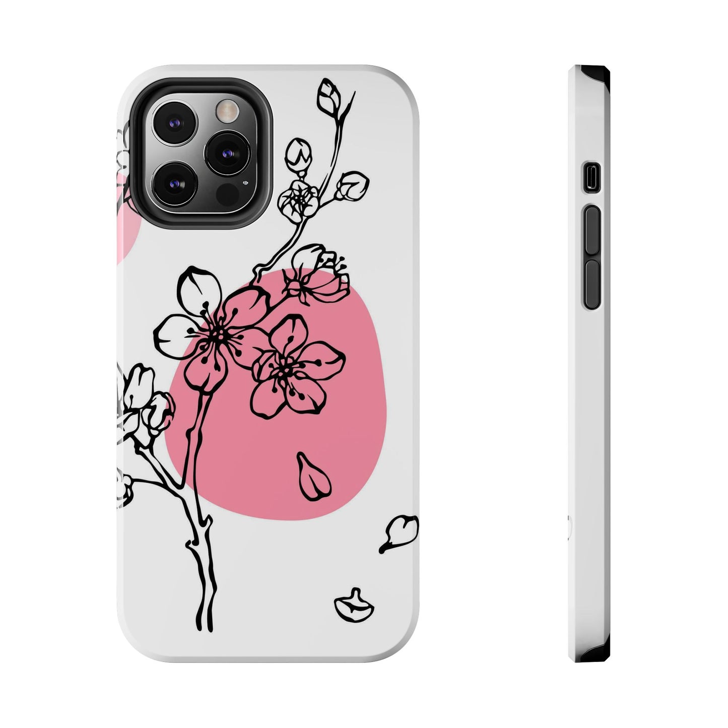 Spring blossom monochrome line art floral Tough Phone Cases iPhone 12 Pro