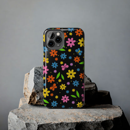 Cute pattern with simple flowers and butterflies. Tough Phone Cases