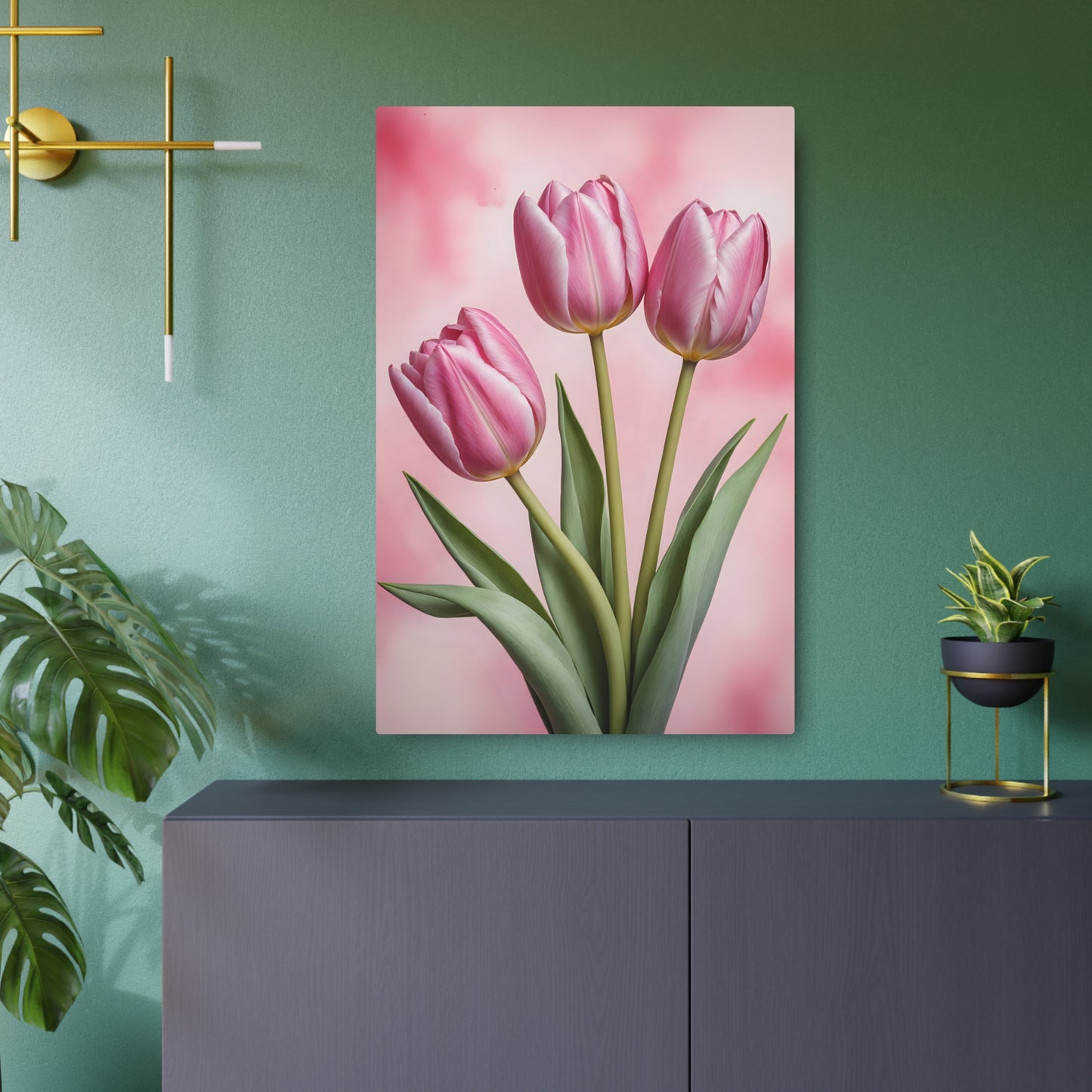 Pink tulips Metal Art Sign 24" x 36" (Vertical) 0.12''