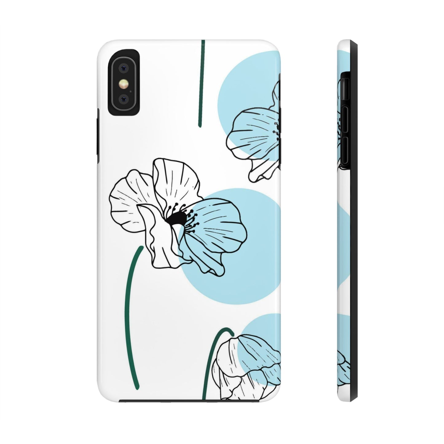 Hand drawn Blue Flower abstract Tough Phone Cases iPhone XS MAX