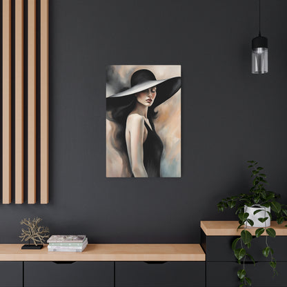 Elegance in Simplicity: Captivating Black and White Hat Art Metal Art Sign